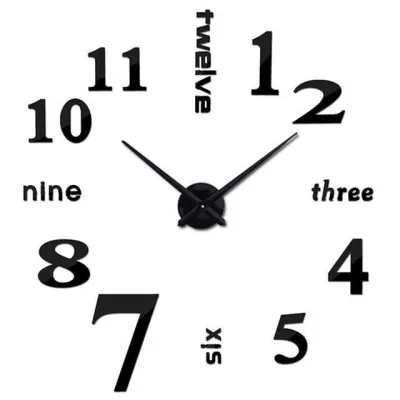 [COD_✅MAR] Jam Dinding Quartz DIY 50-60cm Model English Word - Black