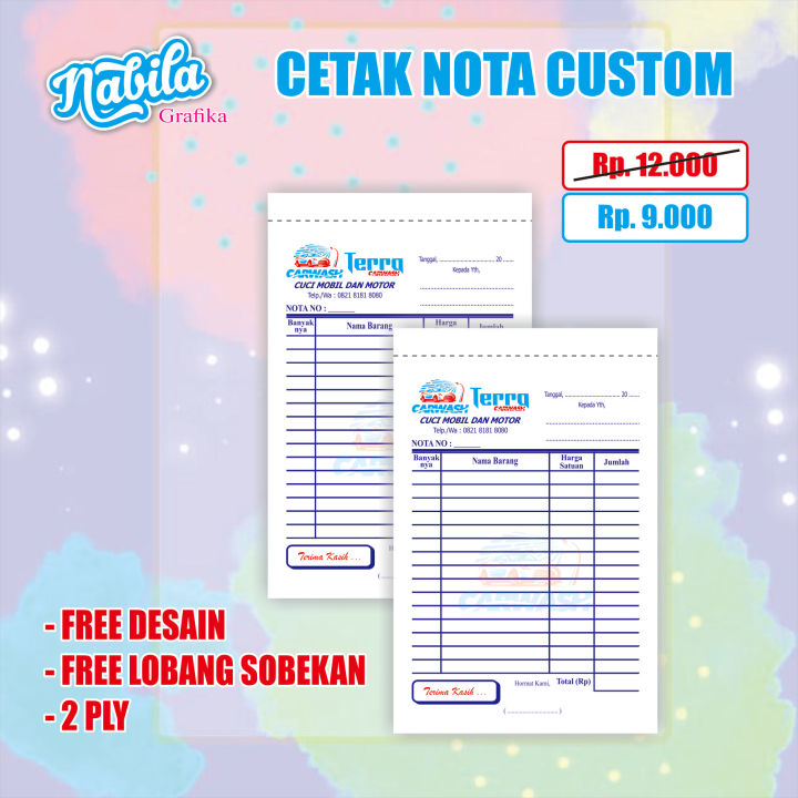 Nota Custom Cetak Nota 2 Ply Nota Olshop Nama Sendiri 2 Ply Min 4 Buku Nota Laundry 6135