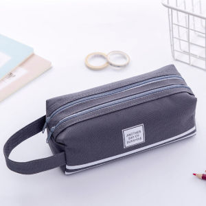 Indo - Kotak Pensil Dan Stationery Dual Zipper / Tempat Alat Tulis Perlengkapan Sekolah 2 Sisi / Kotak Pensil 2 Pouch