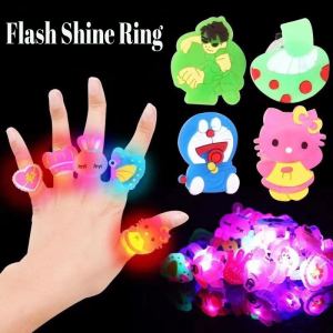 50Pcs Flash Lights Ring Glow fashion ring Shiny Luminous Rings Cartoon LED