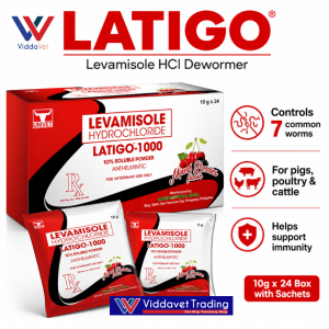 1 box (24 sachets) x 10g Latigo 1000 10% Soluble Powder Anthelmintic dewormer for swine and poultry and cattle