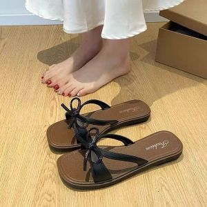[Free Shipping] Bowknot Retro 2026 Summer Outerwear New Style Flat Sandals And Skirts