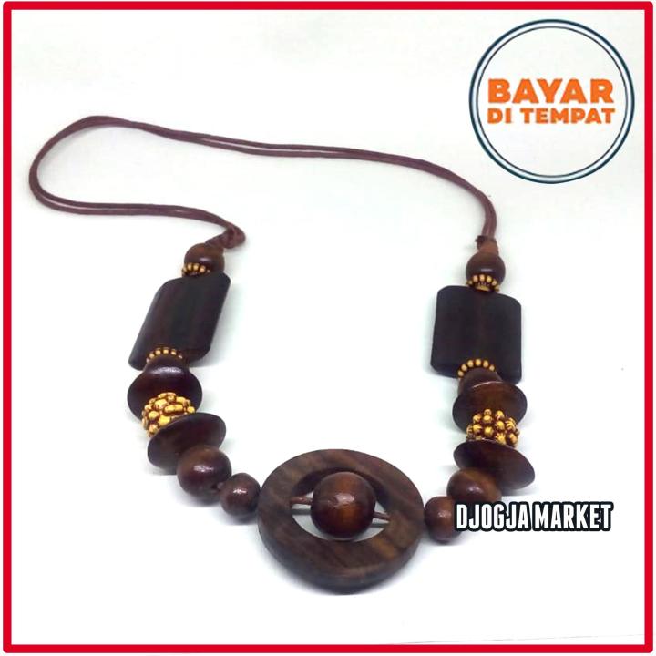 Kalung Wanita kayu redwood Hitam Ekslusive
