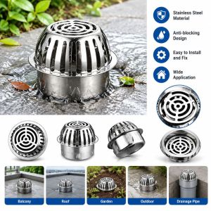 MUNCHX Lồi Lưới lọc thoát sàn Thép không gỉ Chống tắc nghẽn Nắp che lưới lọc Hình tròn. Nắp thoát nước Vườn