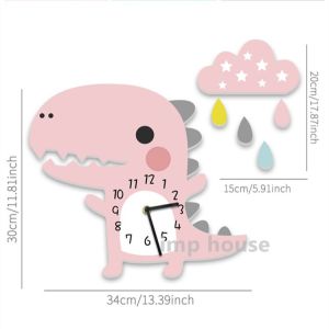 IMP HOUSE 3D Kids DIY Cartoon Dinosaur Wall Silent Clock Made of Environmental Friendly PVC Foam