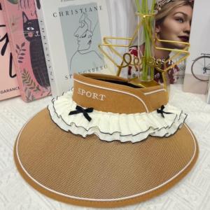 หมวกสานบังแดดครึ่งหัว ประดับโบว์ หมวกตีกอล์ฟ[รหัสA011] สินค้าพร้อมส่งจากไทย