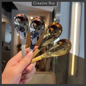 [Creative] Stainless Steel Soup Spoons Home Kitchen Ladle Capacity Mirror Polished Flatware For Coffee Tableware