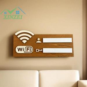 XZ✨✨✨ 1PC mộc mạc bằng gỗ Wifi mật khẩu đăng nhập cổ điển treo tường không dây mạng chỉ số mảng bám đa mục đích trang trí nội thất phụ kiện