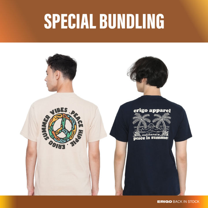 Erigo Bundling Paket Hemat T-Shirt Peace Hippie Khaki Summer