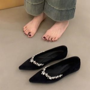 Free Shipping Pointed-Toe Slip-On Casual Flats With A Shallow Opening 2026 Spring Collection Rhinestone Embellished Comfortable Flat Shoes New WomenS Wedding Shoes