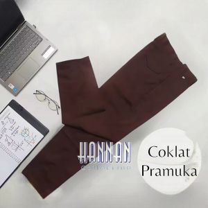 Celana Panjang Sekolah SMA/SMP Abu Biru Hitam Putih Coklat Pramuka Katun Drill