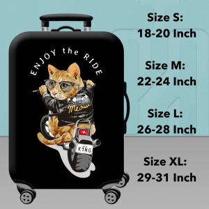 Hitchie Thick Comel Cat Luggage Cover Protector Sarung Beg Waterproof Elastic 18 20 24 28 Inch Travel Bag Bagasi 行李箱保護套