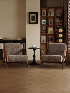 Single sofa chair French living room balcony leisure chair Solid wood designer Lazy sofa chair