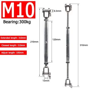 DORADO 1Pcs 304 Stainless Steel Closed Body Turnbuckle M5-M24 Silver Stainless Steel Turnbuckle Durable Jaw Jaw Rigging Screw For Marine Sailboat Rigging