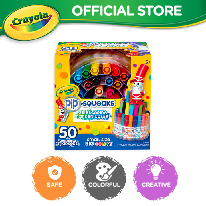Crayola Pip-Squeaks Telescoping Marker Tower 50ct, Easy-to-hold