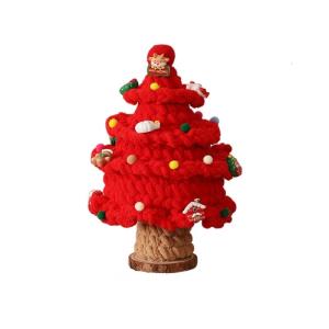 Knitted Christmas Tree Wooden Base Decoration Holiday Accents Centerpieces Holiday Traditional Crochet Ornament