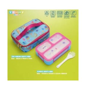 YUMMY BOX lunchbox bento mini kotak makan sekat 3 yummy mini/anti kecampur/anti tumpah 11124