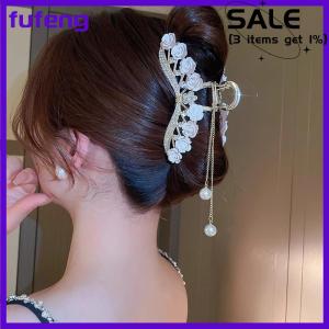 fufeng Light Luxury Rhinestone Bell Orchid Tassel Hair Clip Flowers Rose Butterfly Claw Clip Shark Hair Claw Barrette Hair Accessories