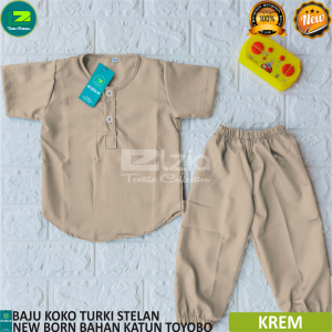 BAJU KOKO STELAN BAYI BAJU KOKO TURKI BAYI BAHAN  KATUN TOYOBO PREMIUM NEWBORN BY ELZIQUE