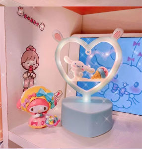 อะนิเมะ Sanrio Night Light Cinnamoroll Kuromi Pochacco LED Luminous โคมไฟตั้งโต๊ะเด็ก Night โคมไฟตกแต่งของขวัญบรรยากาศแสง