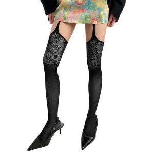 Lace Fishnet Thigh High Garter Stockings Patterned Tights for Women Garter Belt Tights Suspender Pantyhose Streetwear