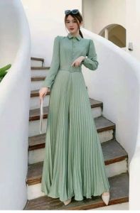 LEONNA Sha-Num Jumpsuit Plisket Kancing Wanita Free Belt Casual Korean Style