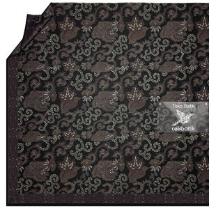 kain batik - Kualitas Ekspor Motif Batik Unik Daun Singkong Mega Mendung Elegan (Hitam)