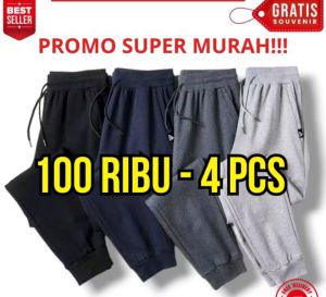 paket hemat celana joger isi 4 cuma 100rb an/ celana joger nyaman dipakai pria maupun wanita bahan babyteri premium