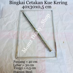 Bingkai Cetakan Kue Kering 30x40x05 cm / Bingkai + Roll Stainles steel / Perata Adonan / Cetakan Kue Kering / Loyang Kue / Cetakan Kue / Alat Dapur / Alat Rumah Tangga / Loyang Kue / Bisa Bayar Ditempat / Loyang