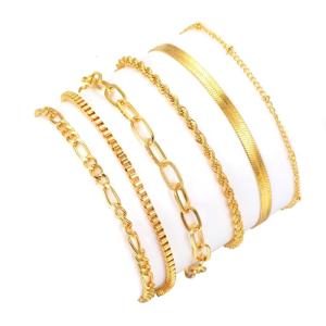 6pcs Elegant Gold Bracelets for Women 14K Real Gold Plated Stackable and Comfortable Wear Statement Pieces Set