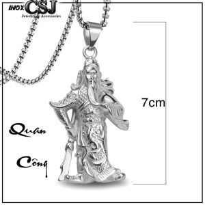 Dây chuyền quan công oai vệ uy nghi màu trắng bằng inox không đen không gỉ - Thể hiện đẳng cấp phái mạnh