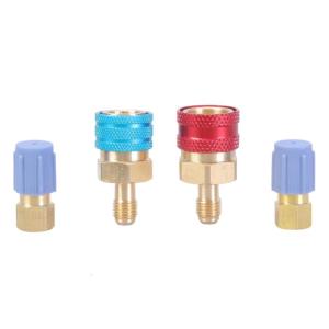 Quick Couplers Adapter Set with High/Low Side Quick Couplers Cooling Agent Charge Hose Connector Adapter for R1234YF