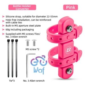 ROCKBROS BKG019B Braket Holder Botol Sepeda Motor Strap Converter Stand Bracket Bicycle Bottle Cage Mount Adaptor Silicone Gel Universal Kettle Holder Adapter Support Hole Frmae Easy Installation Cycling Equipment 31000100
