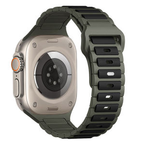 สายกีฬาซิลิโคนสำหรับ Apple Watch Ultra 3 2 49 มม. 45 มม. 44 มม. 46มม. 42 มม. 38 มม. สร้อยข้อมือสีทูโทนสายนาฬิกาสำหรับ iWatch Series 11 10 9 8 7 6 5 4 SE3 สายรัดข้อมือ