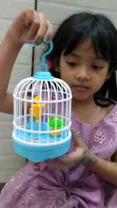 BURUNG BUNYI MAINAN FREE  BATRAI / VOICE CONTROL BIRDCAGE / BERSUARA LED