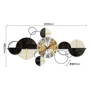 86/120cm European Luxury Living Room Decoration Clock Wall Hanging Jazz Style Wall Clock Iron Art Glass Mirror Wall Decoration Home Hanging Wall Clock.