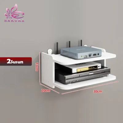 Rak Tempel Dinding Minimalis Warna Putih Router Wifi Set Top Box Rak 3 susun - SOSOYO