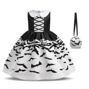 MQATZ Halloween Costume For Kids Girl Witch Cosplay Tutu Princess Ghost Dress Fancy Carnival Party Vampire Dress Up Children Costumes AWS