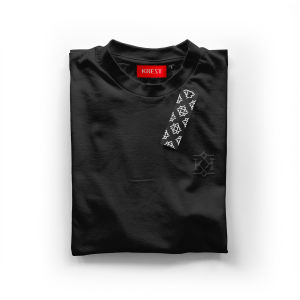 Classic Basic Regular Jet Black Kaos Premium T-Shirt Embossed Monogram Logo Limited Edition