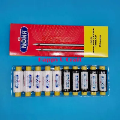 10pcs Mix Color/ 5pcs White & Black Per Box Benang Jahit 250mts Sewing Thread NONA Brand Buatan Malaysia
