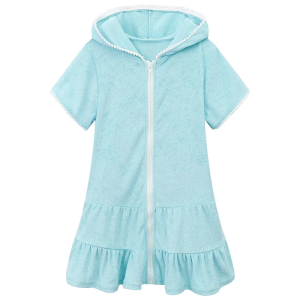 Swim Dress Cover Up for Girls Ages 3-10 Years Hooded Design Easy Wear Beach Robe for Outdoor Fun and Beach Days