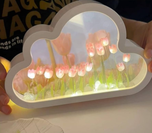 Tulip Lamp Light Cloud Light Perfect for Girls Valentine Birthday Party Anniversary Gifts Handmade DIY Material Flower Mirror Home Decor