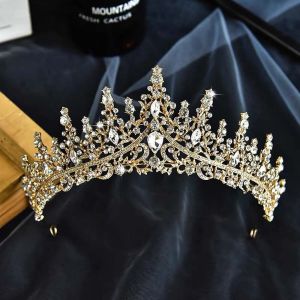 DKIEWQ tiara crown tiara headdress crown headband Fashion Retro Alloy Rhinestone Headband Crystal Crown Diamond Crown Wedding Jewelry Korean Style Bridal Headwear Women Tiara Bridal Crown