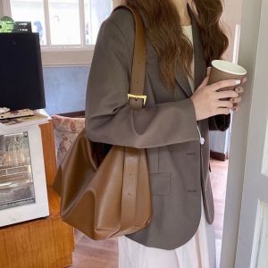 GOLDVAULT Korean Messenger Bag Soft Leather Minimalist Handbag Fashion Soft Collapse Shoulder Big Bag Women