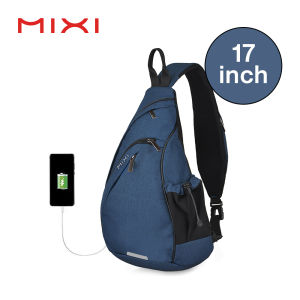 Mixi 17 inch chest bag men women sports shoulder bag sling bag men USB changer messenger bag triangle bag casual water drop bag small bag M5225