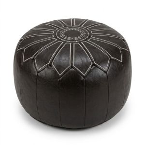 BHYJGD Da PU Ghế đôn Ottoman có thể đổ đầy nước Phong cách Ma-rốc Họa tiết thêu Đệm ngồi sàn Hình tròn Vỏ bọc ghế tròn Phòng khách
