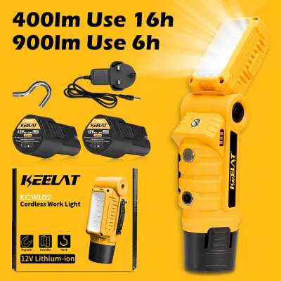 KEELAT KCWL02 Cordless Work Light Magnetic Emergency Car Repair Lamp Camping Lamp Portable 180° Fold With Hook With Battery