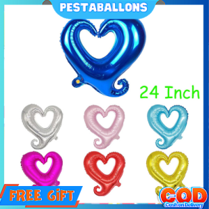 Balon Foil Love Bolong Tengah Heart Bolong 24 Inch