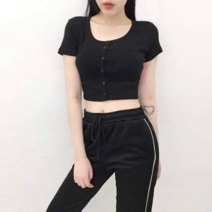 Áo croptop nữ cúc thật thời trang XIXO cao cấp sang mịn đẹp mã ATN0002