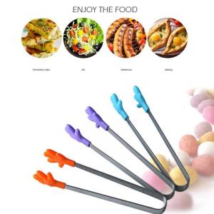 New Mini Silicone Clip Non-slip Portable Creative Small Palm Stainless Steel Food Kitchen Dishes BBQ Clip Kitchen Tool Tongs